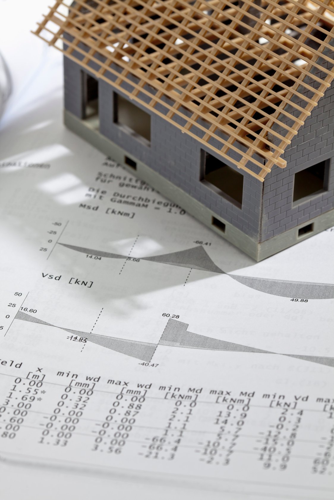 Model house with structural analysis